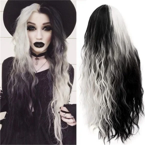 Accessories | Halloween Costume 26inch Long Wig Black White  display picture 1